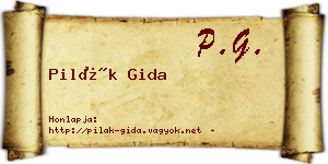 Pilák Gida névjegykártya